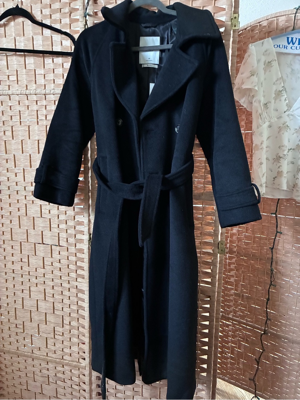 Abercrombie & Fitch Black Wool-Blend Belted Trench Coat